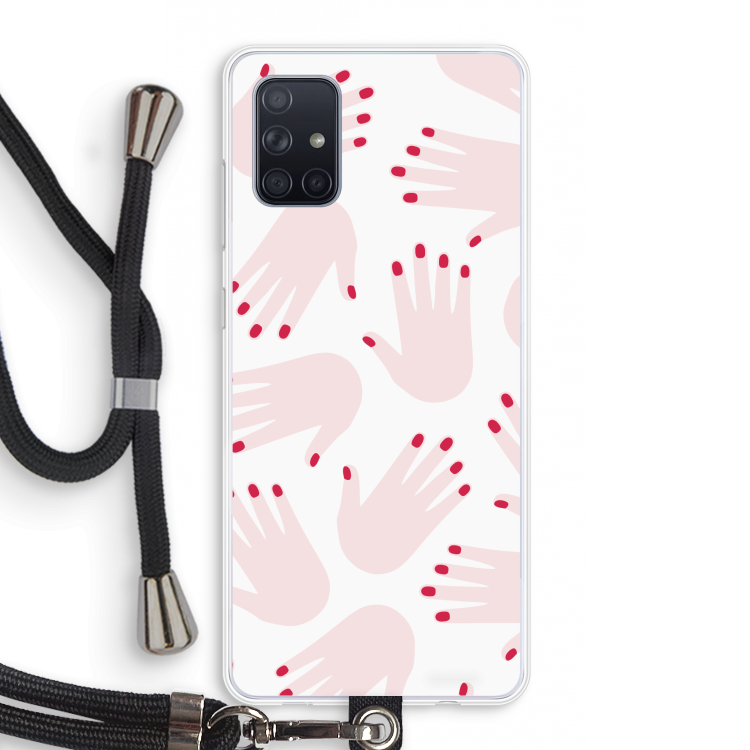 Hands pink: Samsung Galaxy A71 Transparant Hoesje met koord