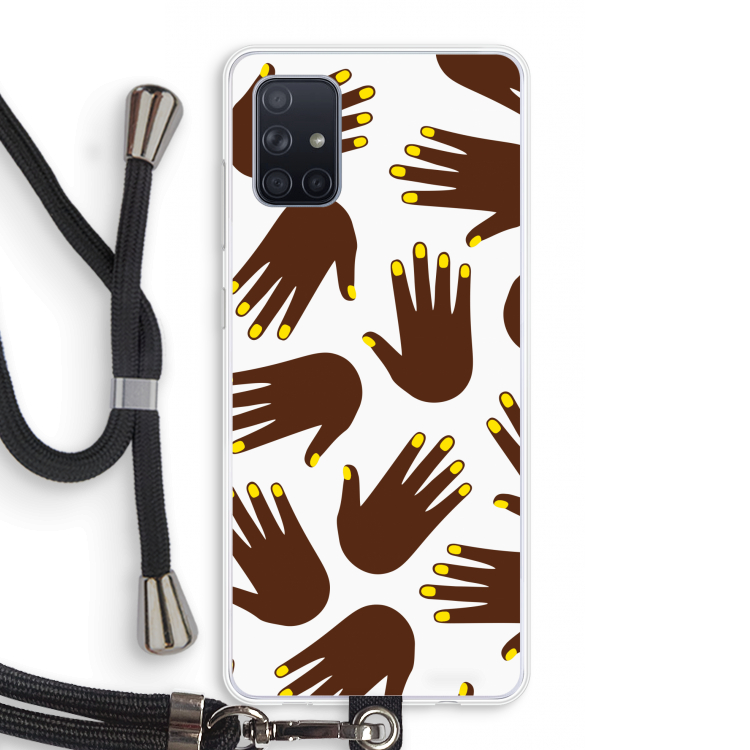 Hands dark: Samsung Galaxy A71 Transparant Hoesje met koord