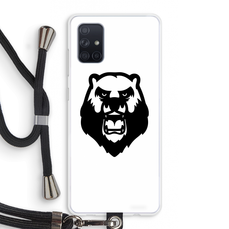 Angry Bear (white): Samsung Galaxy A71 Transparant Hoesje met koord