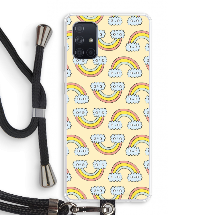 Regenboog: Samsung Galaxy A71 Transparant Hoesje met koord