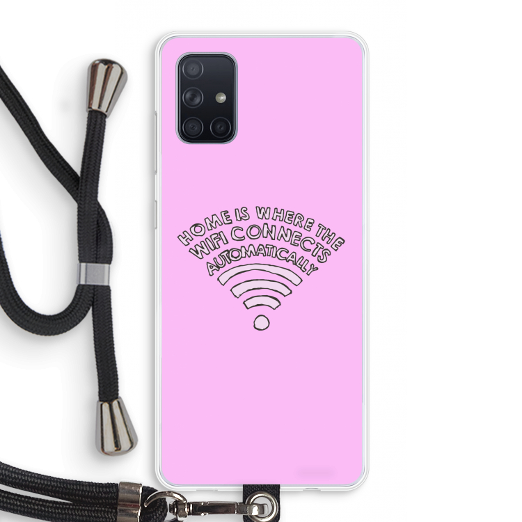 Home Is Where The Wifi Is: Samsung Galaxy A71 Transparant Hoesje met koord