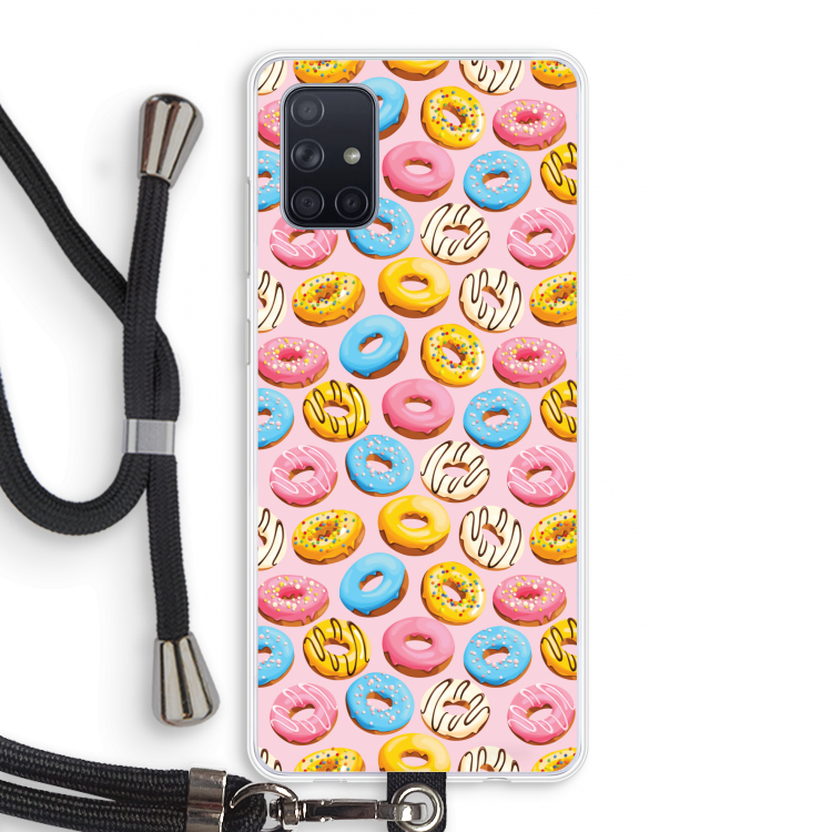 Pink donuts: Samsung Galaxy A71 Transparant Hoesje met koord