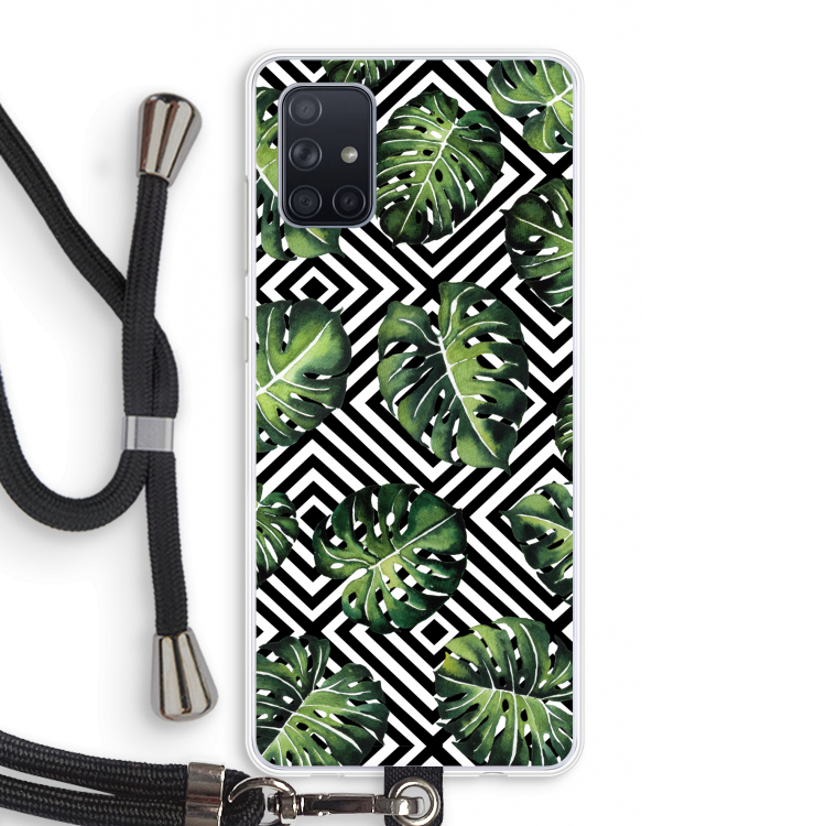 Geometrische jungle: Samsung Galaxy A71 Transparant Hoesje met koord