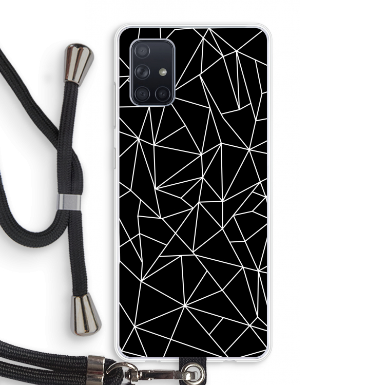 Geometrische lijnen wit: Samsung Galaxy A71 Transparant Hoesje met koord