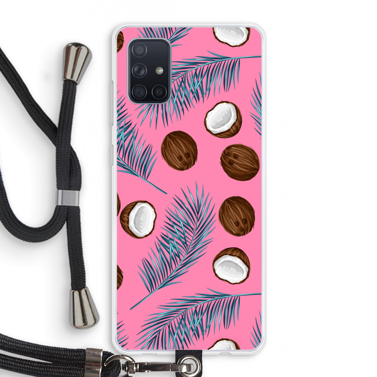 Kokosnoot roze: Samsung Galaxy A71 Transparant Hoesje met koord