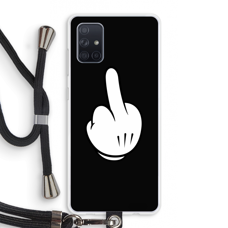 Middle finger black: Samsung Galaxy A71 Transparant Hoesje met koord