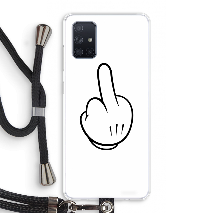 Middle finger white: Samsung Galaxy A71 Transparant Hoesje met koord