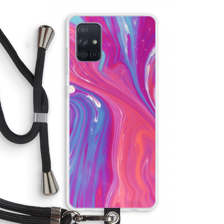 Paarse stroom: Samsung Galaxy A71 Transparant Hoesje met koord