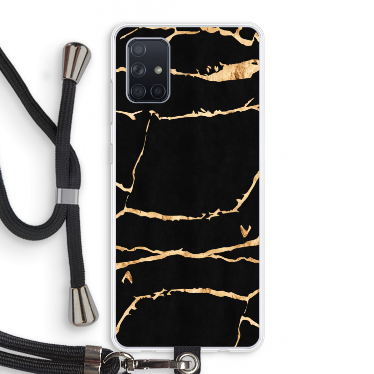 Gouden marmer: Samsung Galaxy A71 Transparant Hoesje met koord