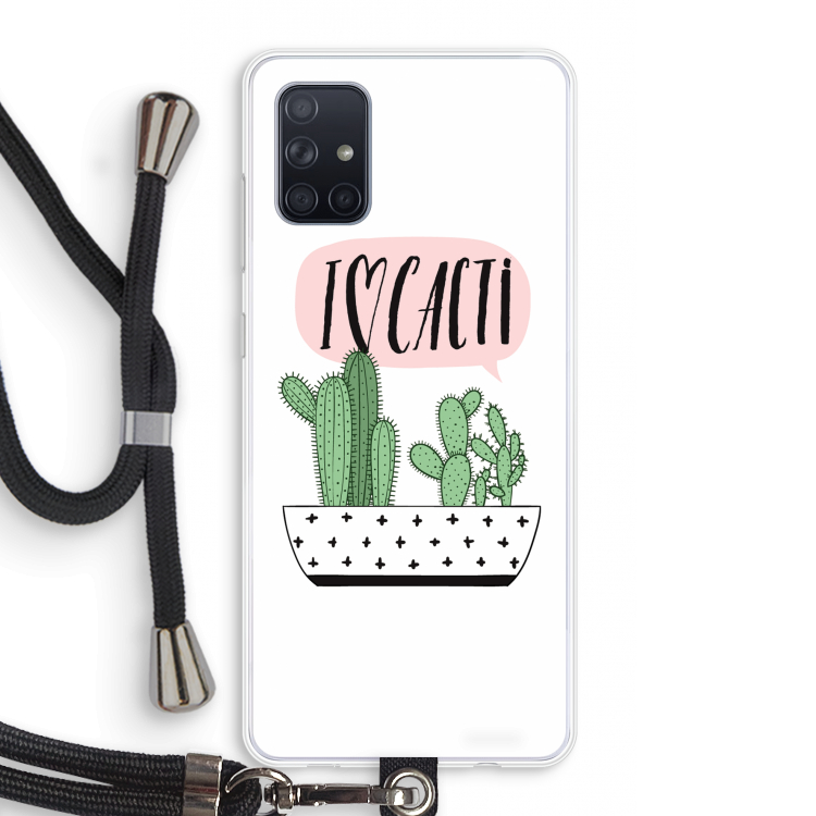 I love cacti: Samsung Galaxy A71 Transparant Hoesje met koord