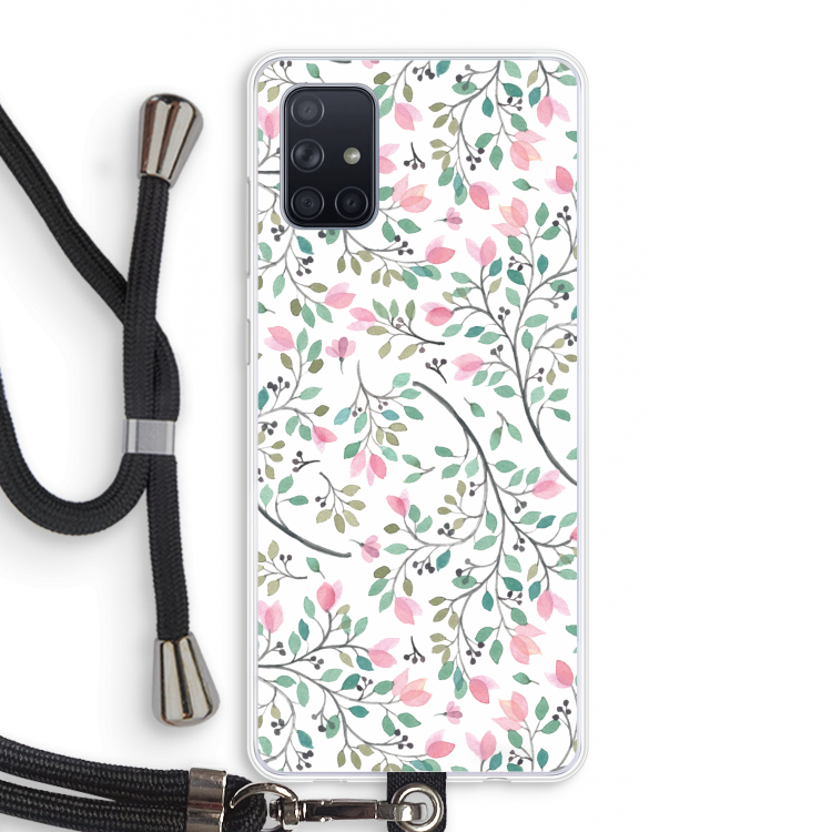 Sierlijke bloemen: Samsung Galaxy A71 Transparant Hoesje met koord