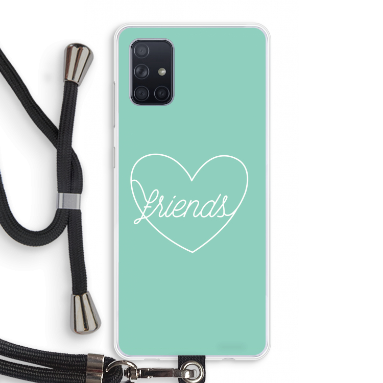 Friends heart pastel: Samsung Galaxy A71 Transparant Hoesje met koord