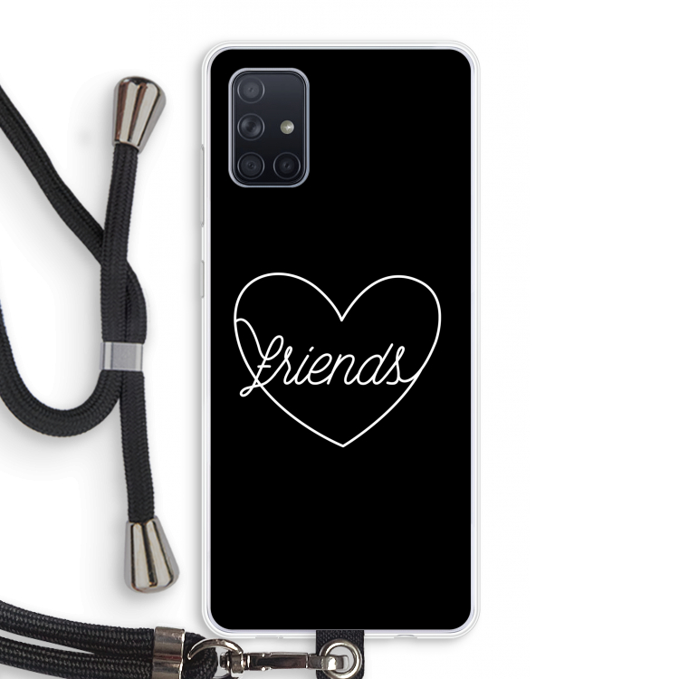 Friends heart black: Samsung Galaxy A71 Transparant Hoesje met koord