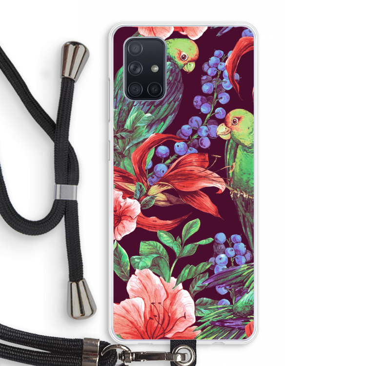 Papegaaien: Samsung Galaxy A71 Transparant Hoesje met koord