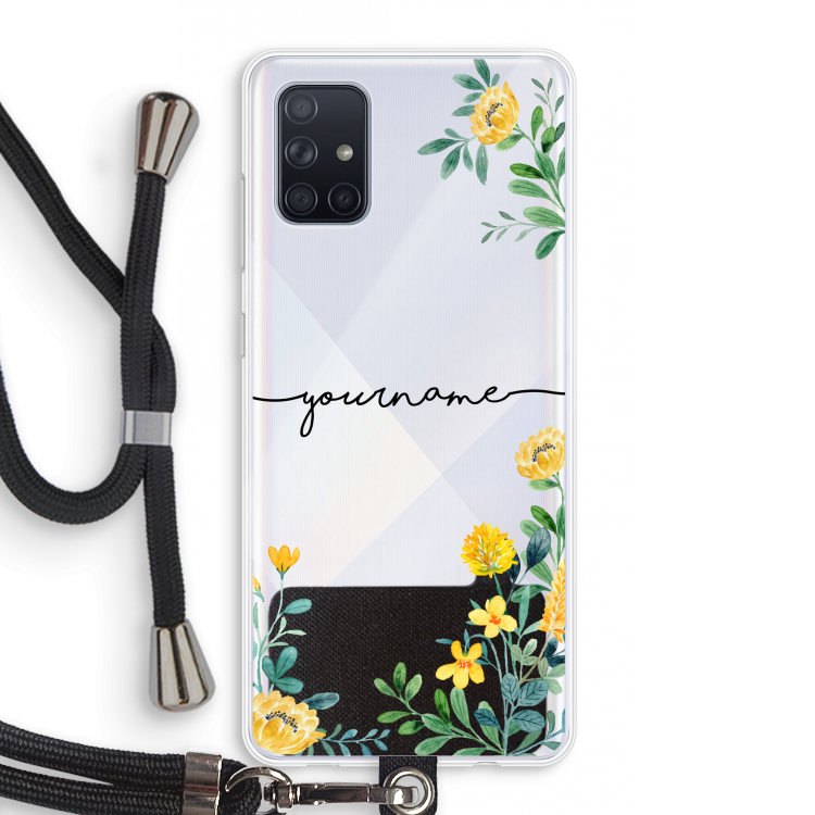 Gele bloemen: Samsung Galaxy A71 Transparant Hoesje met koord