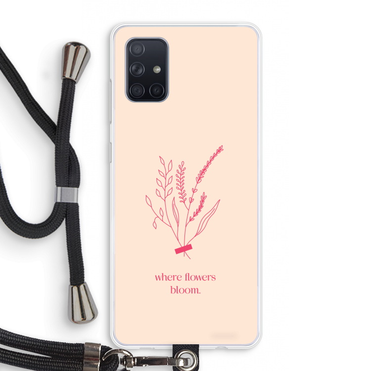 Where flowers bloom: Samsung Galaxy A71 Transparant Hoesje met koord