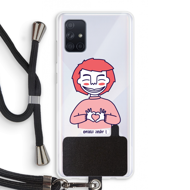 Hartje: Samsung Galaxy A71 Transparant Hoesje met koord
