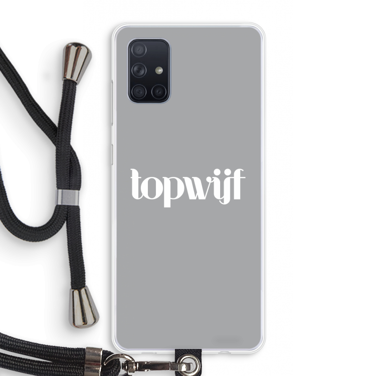 Topwijf Grijs Wit: Samsung Galaxy A71 Transparant Hoesje met koord