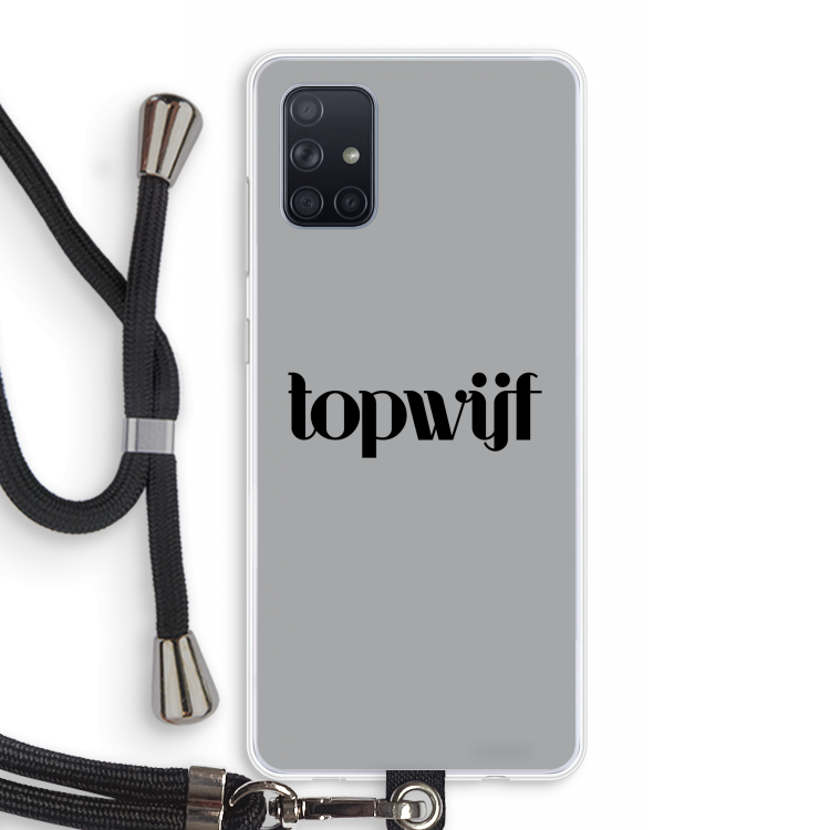 Topwijf Grijs Zwart: Samsung Galaxy A71 Transparant Hoesje met koord