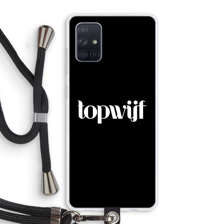 Topwijf Zwart: Samsung Galaxy A71 Transparant Hoesje met koord