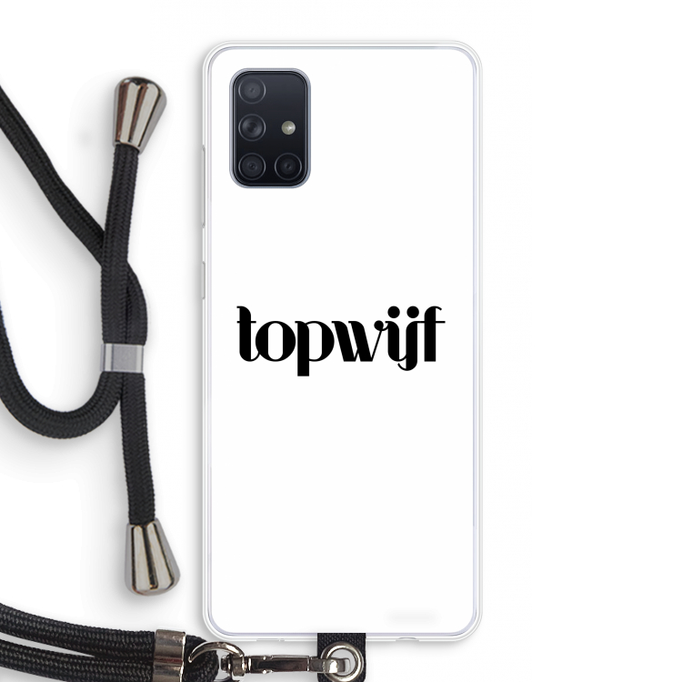 Topwijf Wit: Samsung Galaxy A71 Transparant Hoesje met koord