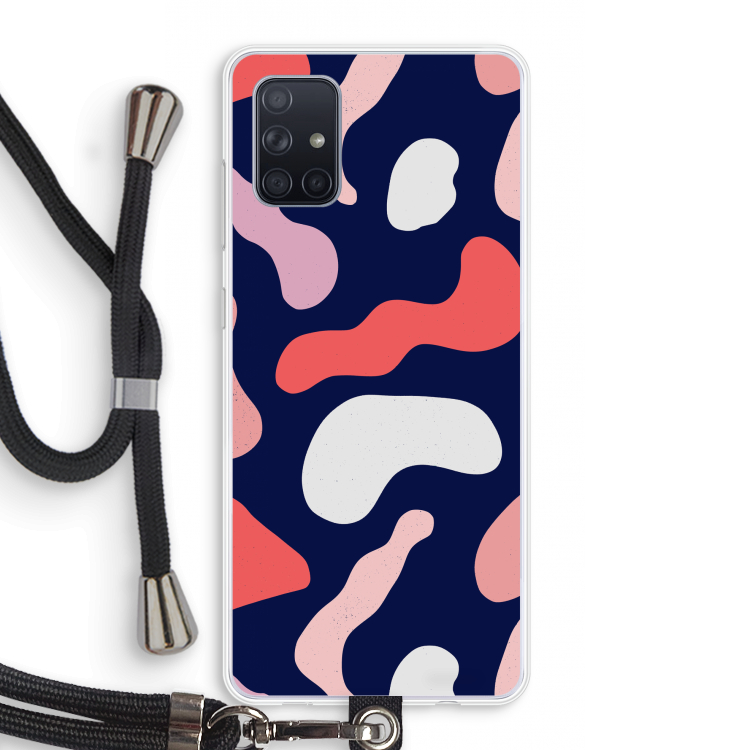 Memphis Shapes Pink: Samsung Galaxy A71 Transparant Hoesje met koord