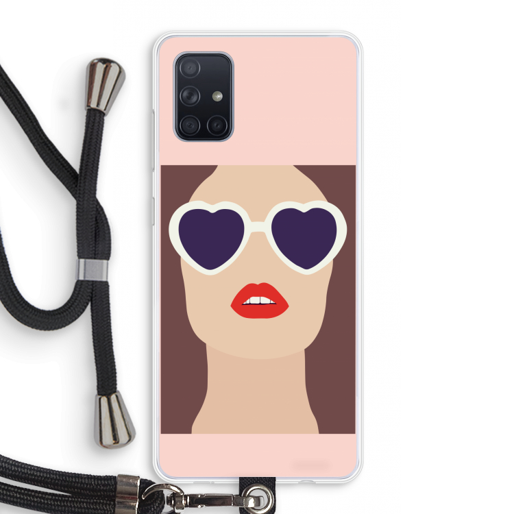 Red lips: Samsung Galaxy A71 Transparant Hoesje met koord