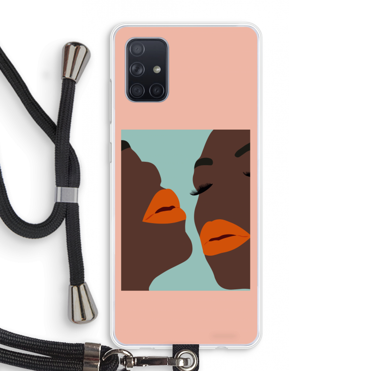 Orange lips: Samsung Galaxy A71 Transparant Hoesje met koord