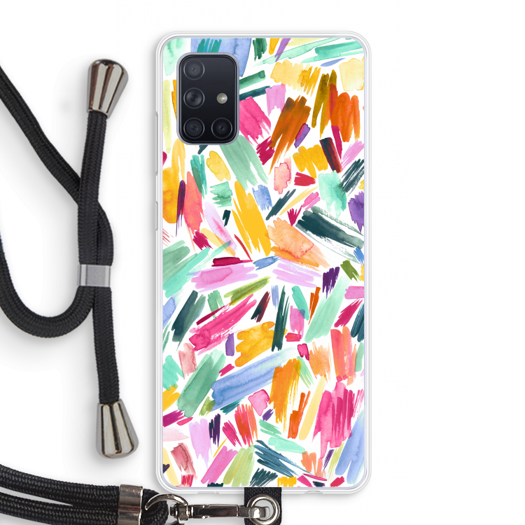 Watercolor Brushstrokes: Samsung Galaxy A71 Transparant Hoesje met koord