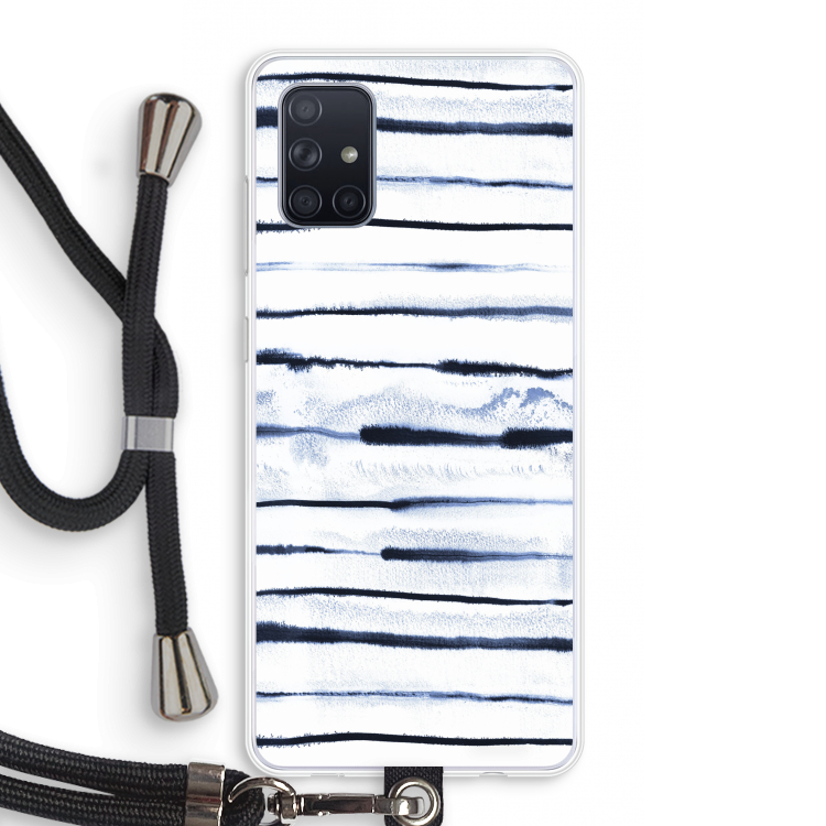 Ink Stripes: Samsung Galaxy A71 Transparant Hoesje met koord