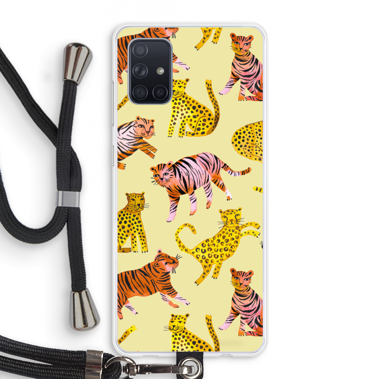 Cute Tigers and Leopards: Samsung Galaxy A71 Transparant Hoesje met koord
