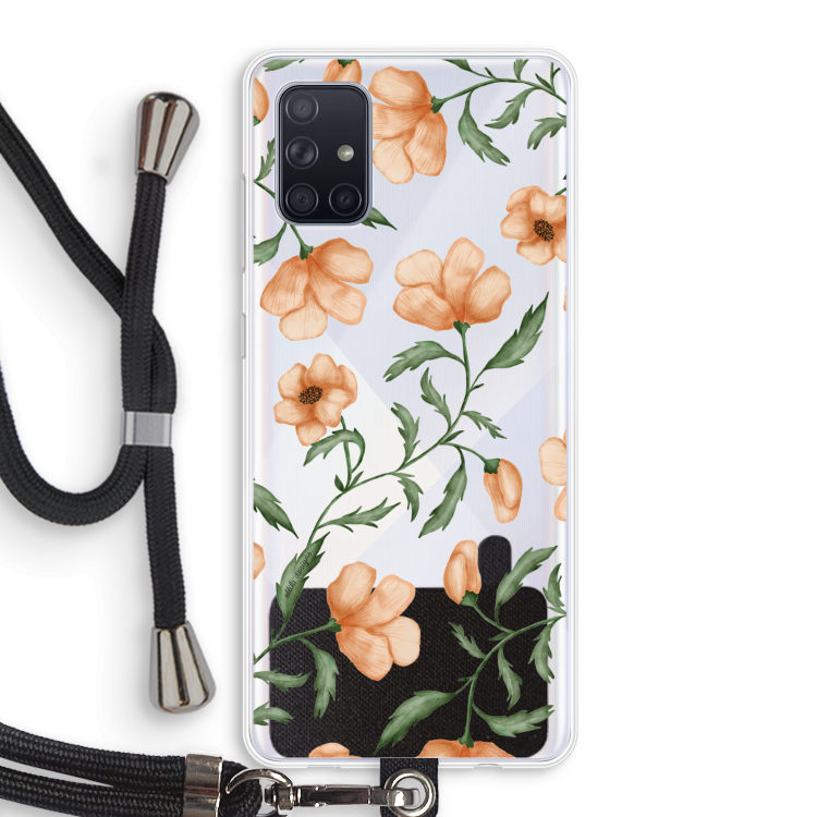 Peachy flowers: Samsung Galaxy A71 Transparant Hoesje met koord