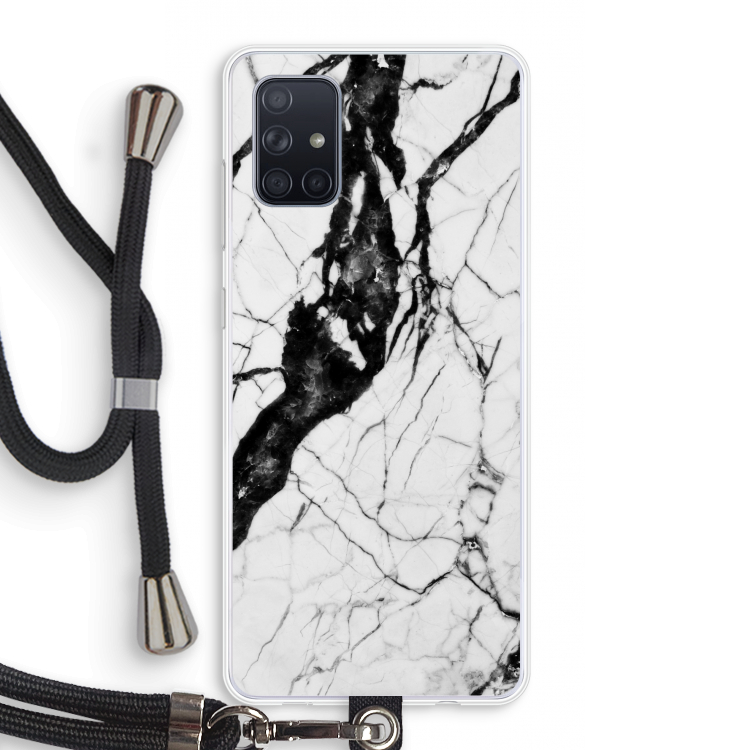 Witte marmer 2: Samsung Galaxy A71 Transparant Hoesje met koord