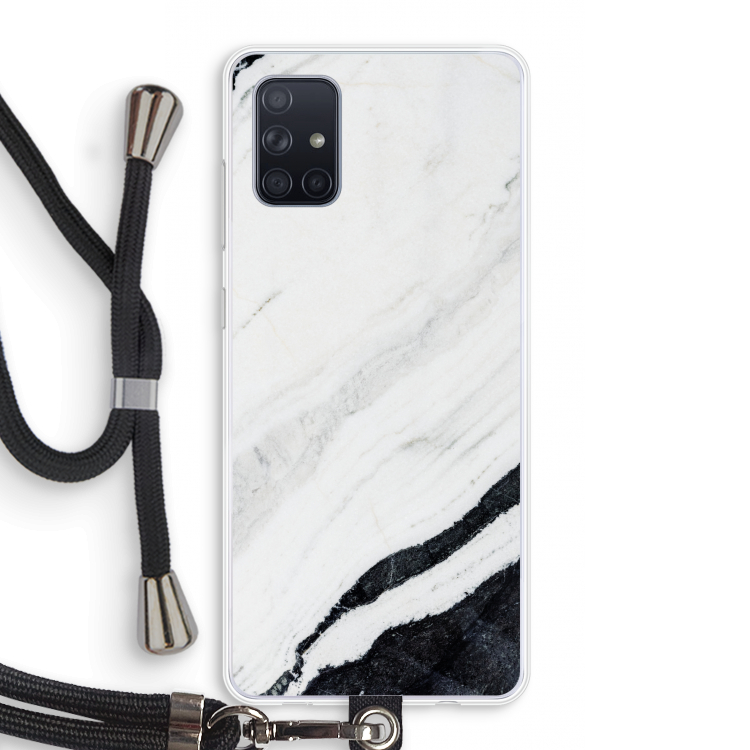Elegante marmer: Samsung Galaxy A71 Transparant Hoesje met koord