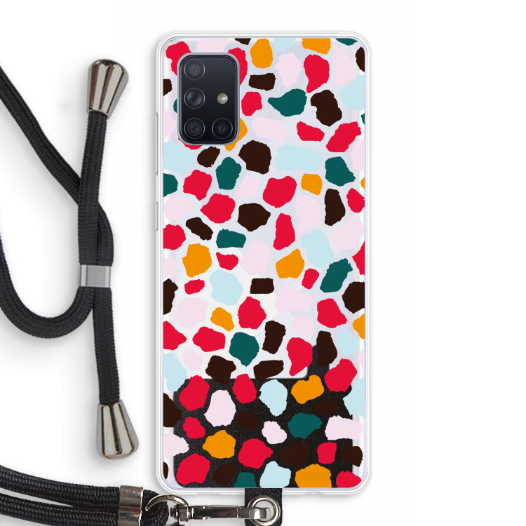Colored Giraffe: Samsung Galaxy A71 Transparant Hoesje met koord