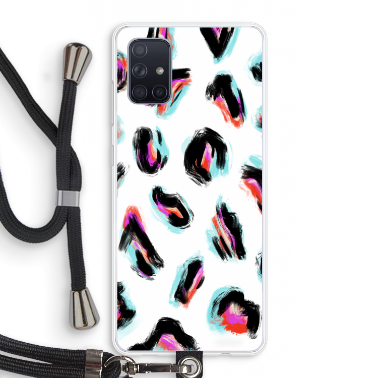 Cheetah color: Samsung Galaxy A71 Transparant Hoesje met koord