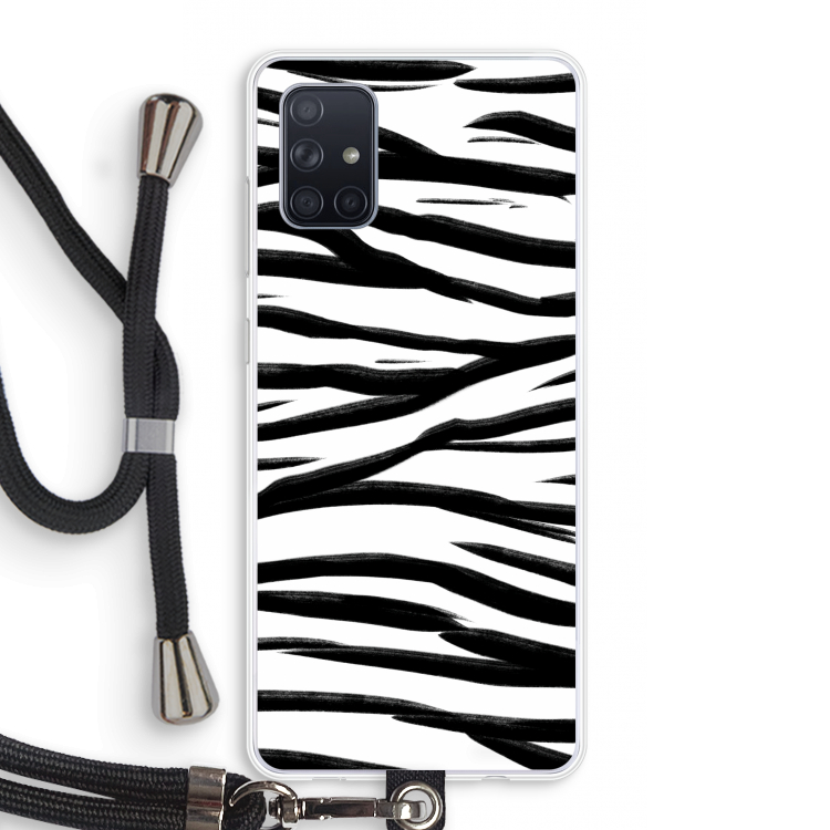 Zebra pattern: Samsung Galaxy A71 Transparant Hoesje met koord