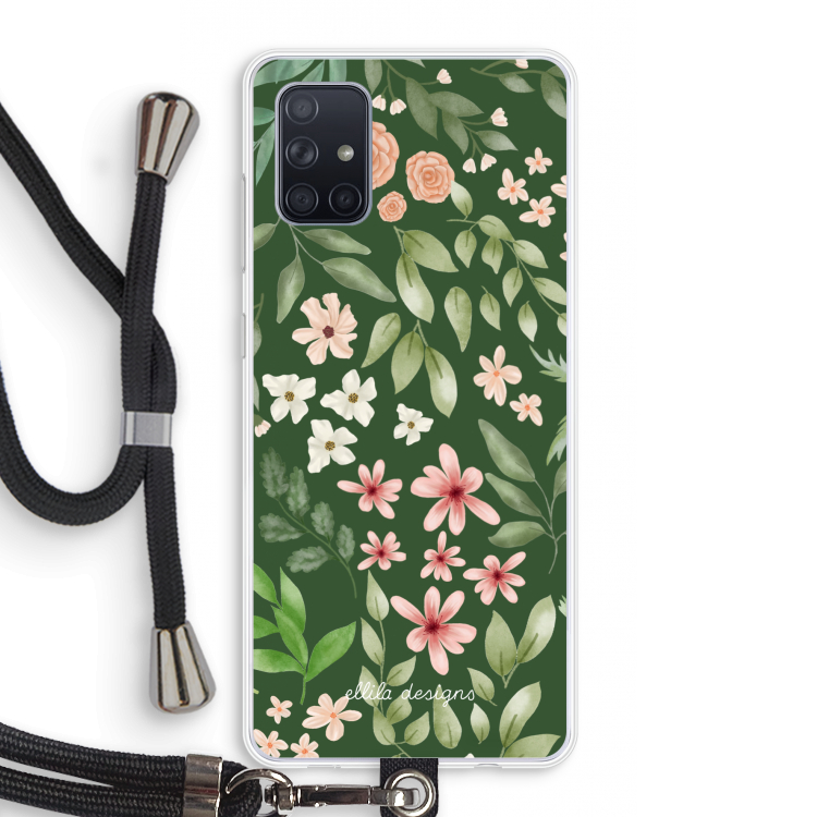 Botanical green sweet flower heaven: Samsung Galaxy A71 Transparant Hoesje met koord