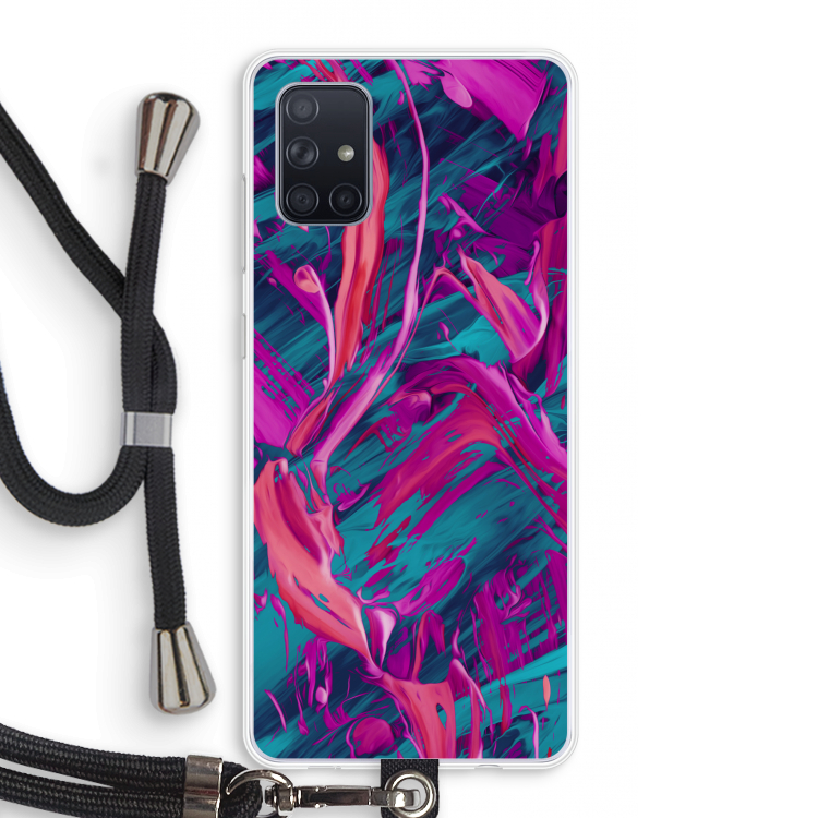 Pink Clouds: Samsung Galaxy A71 Transparant Hoesje met koord