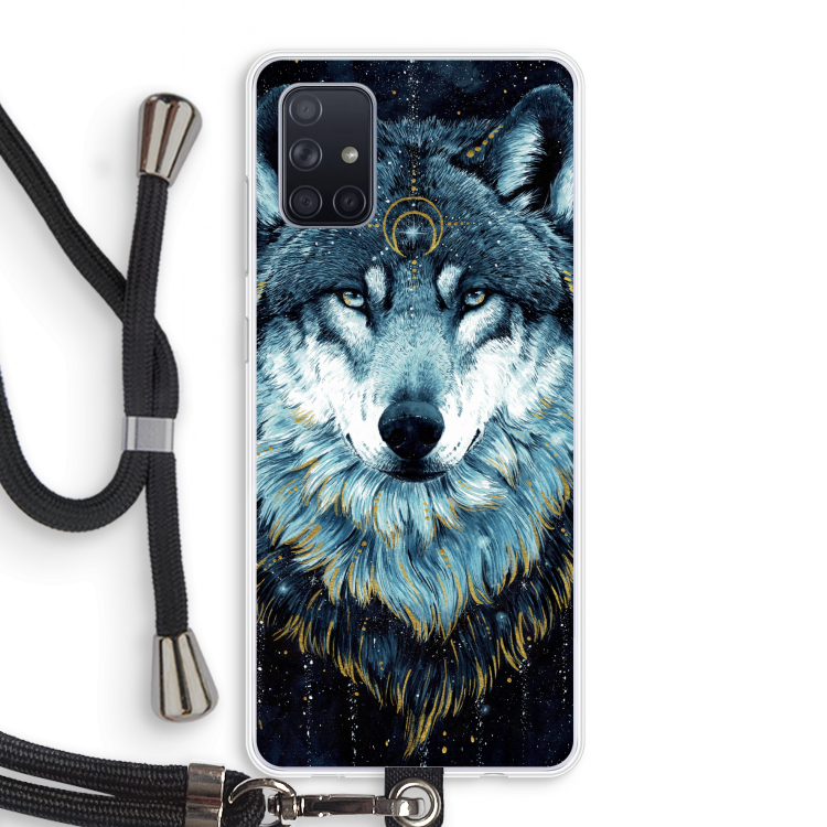 Darkness Wolf: Samsung Galaxy A71 Transparant Hoesje met koord