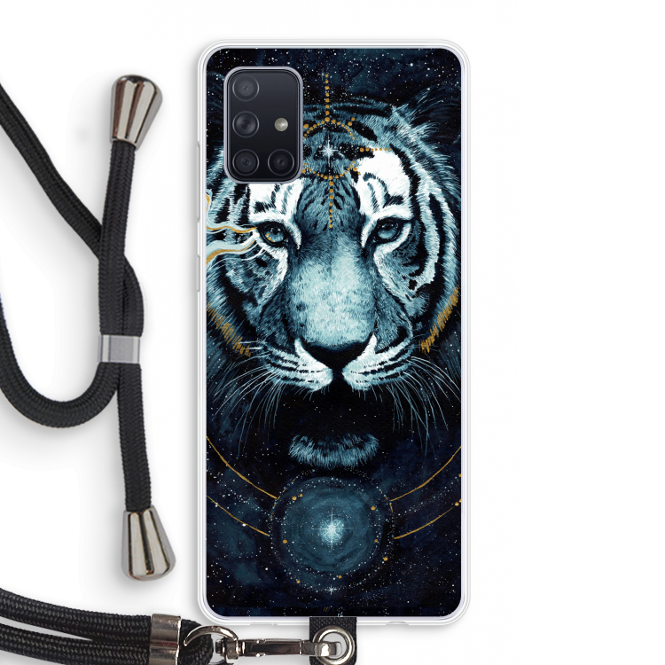 Darkness Tiger: Samsung Galaxy A71 Transparant Hoesje met koord