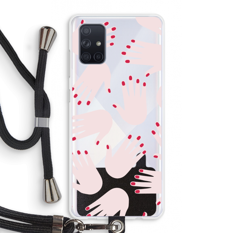 Hands pink: Samsung Galaxy A71 Transparant Hoesje met koord