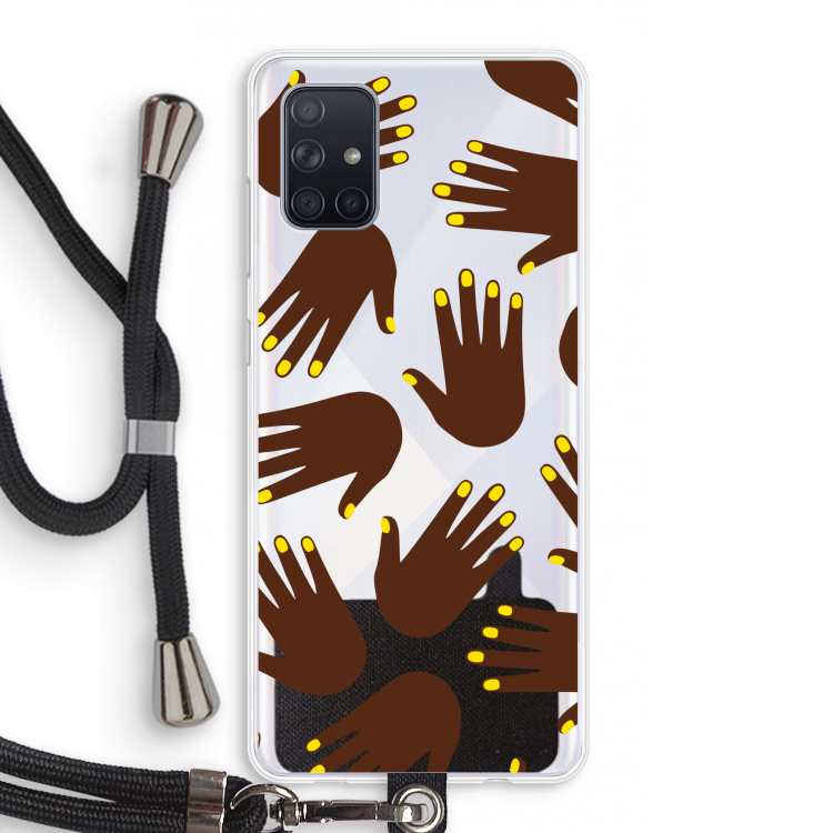 Hands dark: Samsung Galaxy A71 Transparant Hoesje met koord