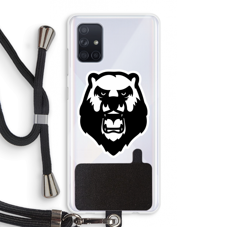 Angry Bear (white): Samsung Galaxy A71 Transparant Hoesje met koord