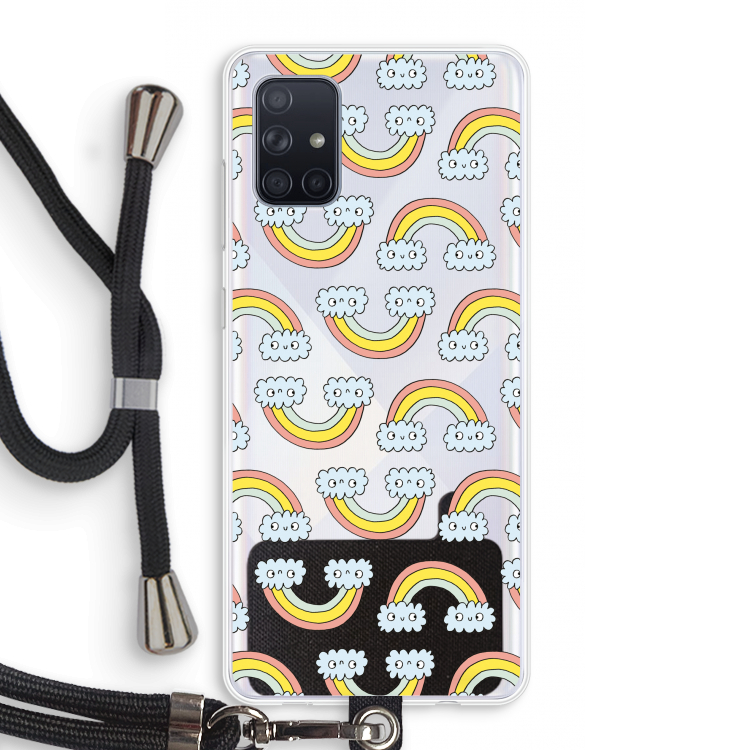 Regenboog: Samsung Galaxy A71 Transparant Hoesje met koord
