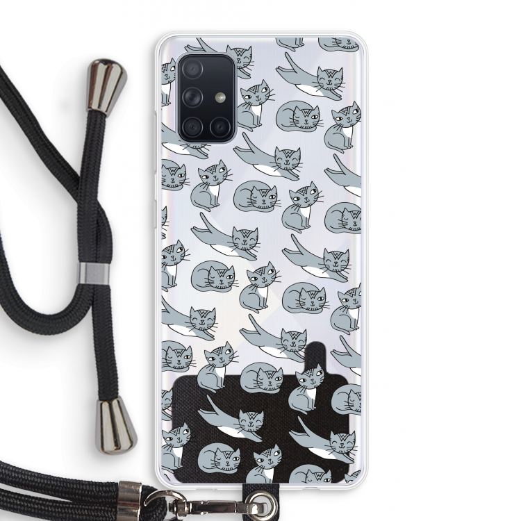 Poezen: Samsung Galaxy A71 Transparant Hoesje met koord