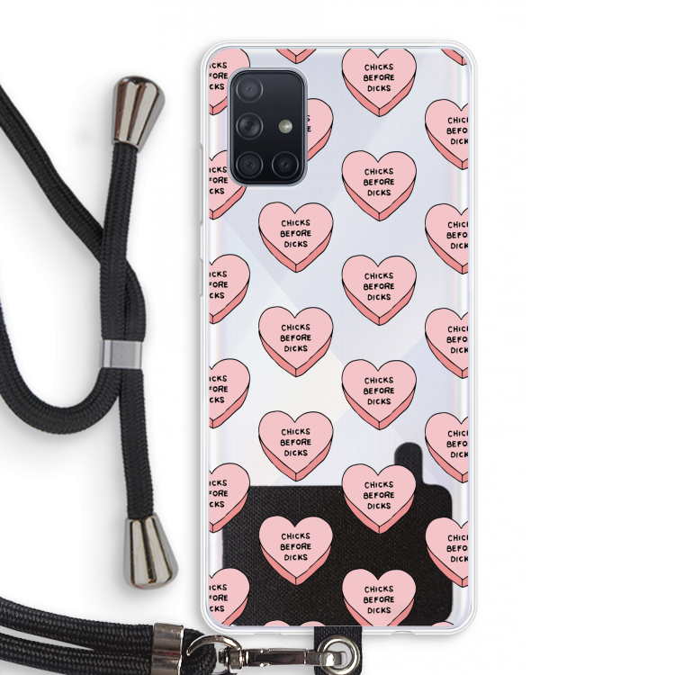Chicks before dicks: Samsung Galaxy A71 Transparant Hoesje met koord