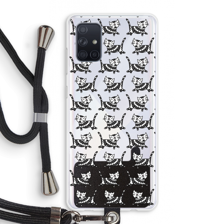 Zwarte poes: Samsung Galaxy A71 Transparant Hoesje met koord