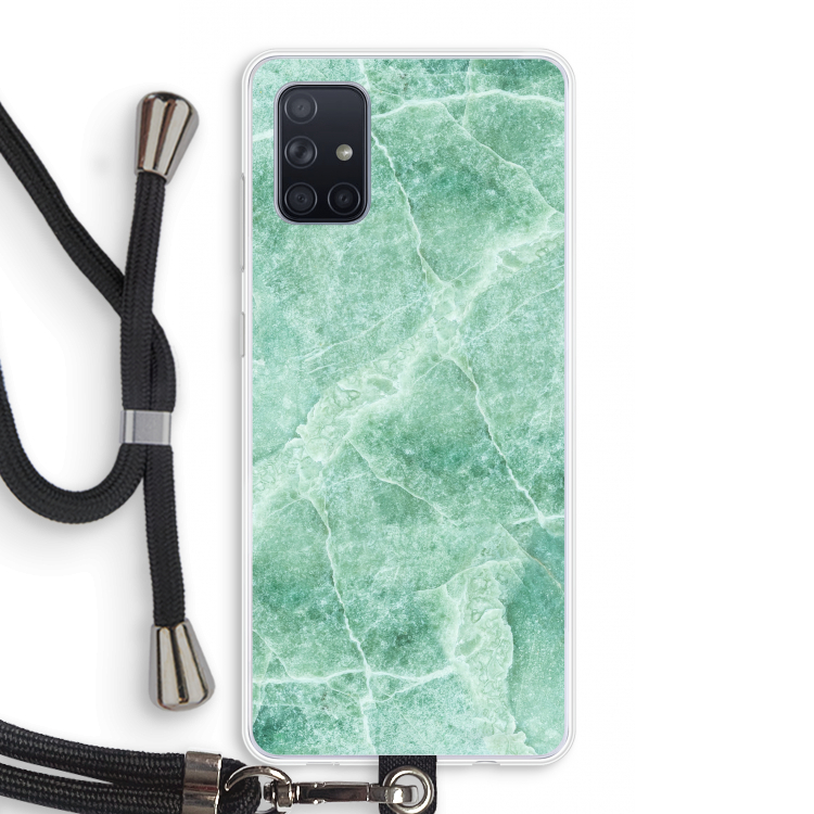 Groen marmer: Samsung Galaxy A71 Transparant Hoesje met koord