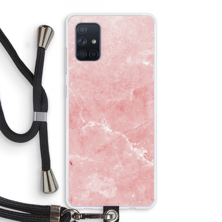 Roze marmer: Samsung Galaxy A71 Transparant Hoesje met koord